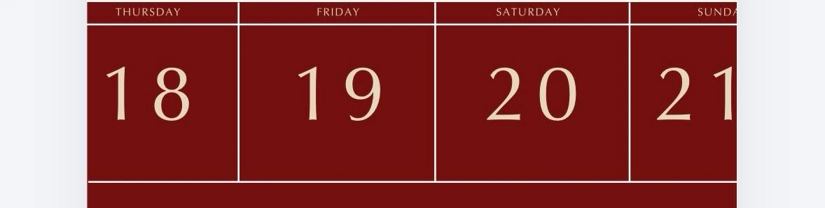 Calendar for February 2027: Thursday 18, Friday 19, Saturday 20, Sunday 21